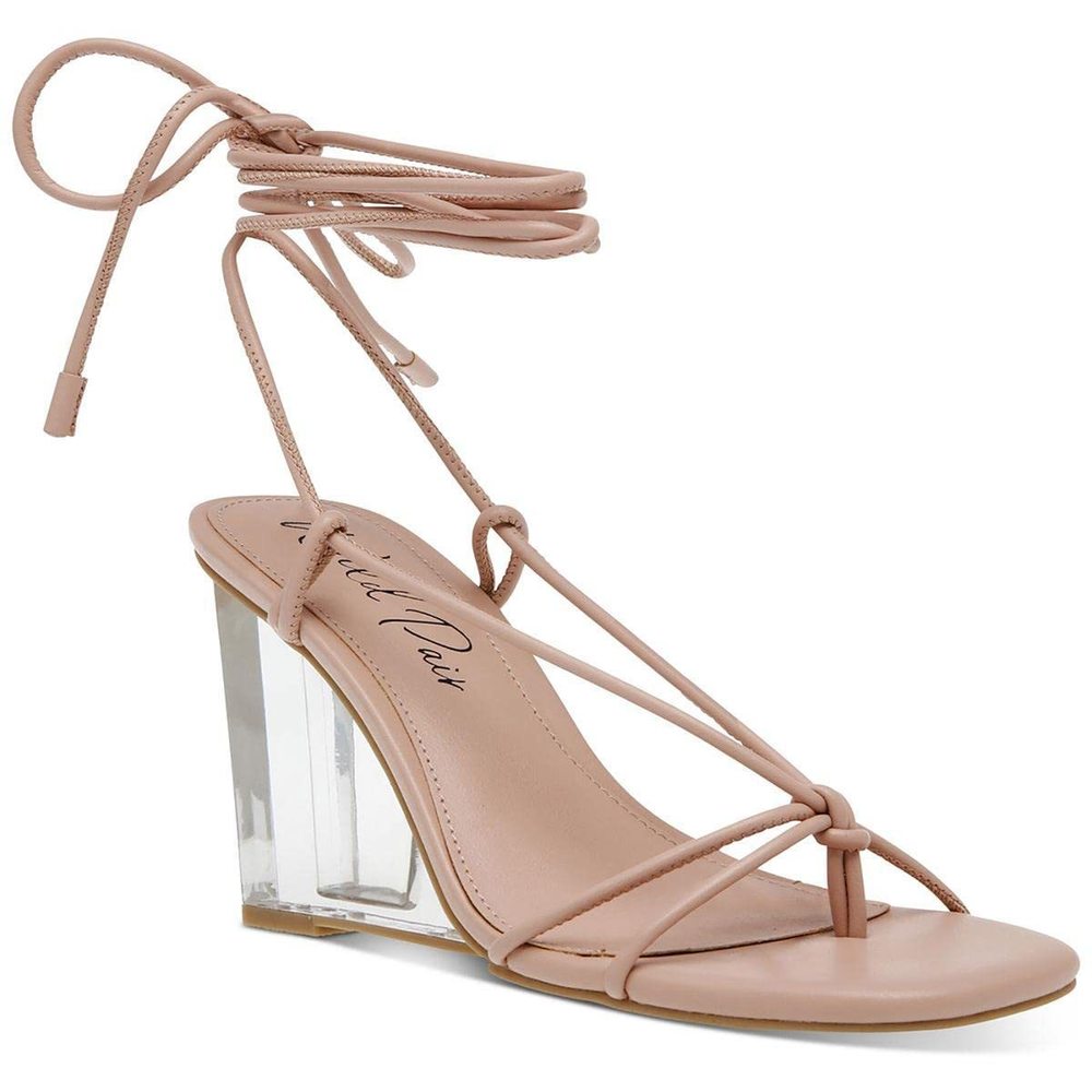 Wild Pair Womens Santeago Open Toe Wedge Heels Pink 5.5M